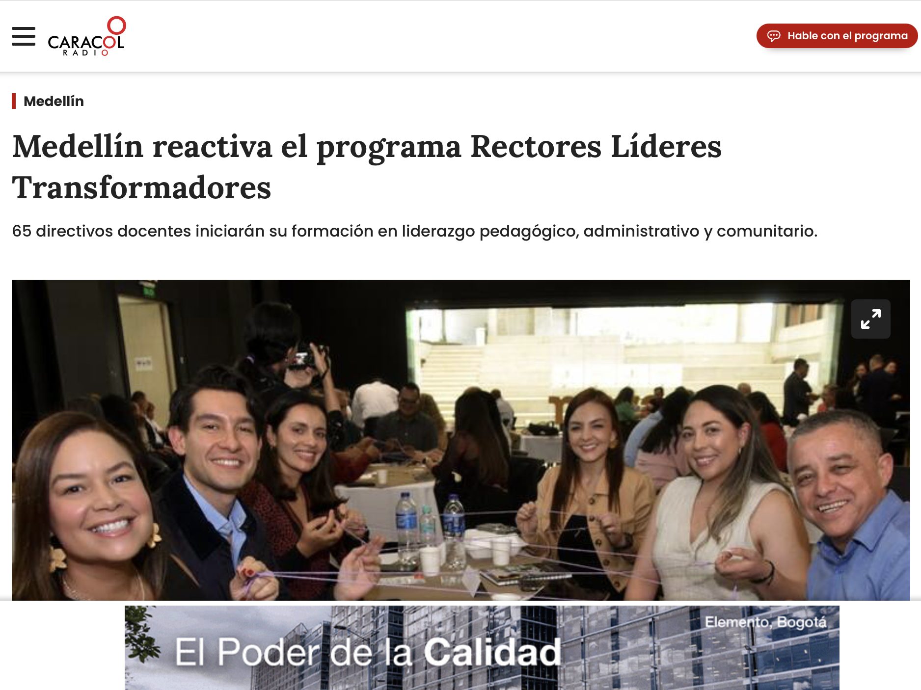 Medellín reactiva el programa Rectores Líderes Transformadores